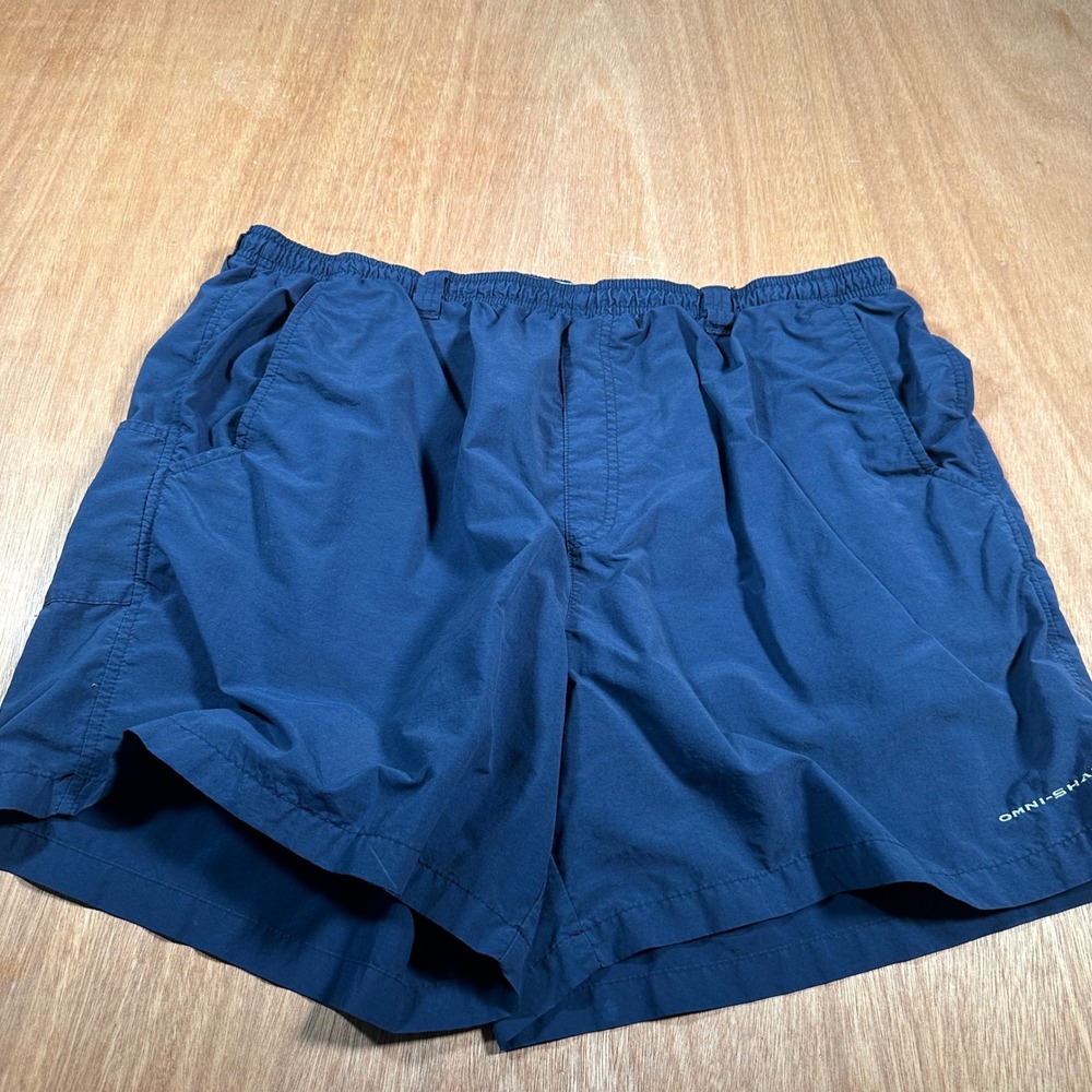 Columbia Omni-Shade Shorts Mens XL Navy Blue Hiking Fishing Outdoor 6 Inseam